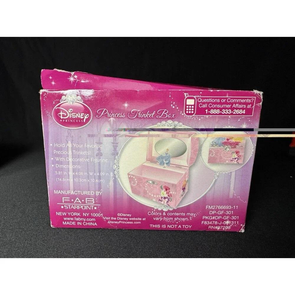 Disney Princess Cinderella Y2K FAB Jewelry Trinket Box Chest - New, Open Box